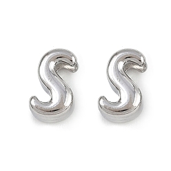 Letter S 304 прелести нержавеющей стали, буквы, Письмо с, 7.5x4.5x3.5 мм, отверстие : 1.8 мм