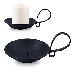 Black Iron Candlestick, Flat Round, Black, 180x127.5x88mm