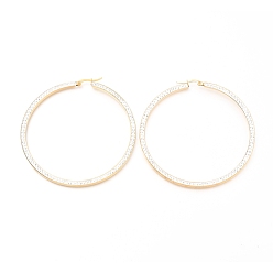 Золотой Серьги из 304 нержавеющей стали, с полимерной глиной стразами, плоская форма кольца, золотые, 71x69x2.6 мм, штифты : 0.7 мм