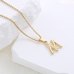 Letter M Ожерелья с подвесками в виде алфавита из нержавеющей стали для женщин, золотые, Буква М