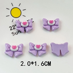 Púrpura Media Cabujones decodificados de resina opaca, lazo con corazón de gato, púrpura medio, 16x20 mm