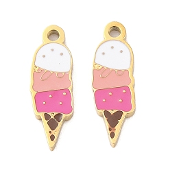 Pink Ионное покрытие (ip) 304 подвески из нержавеющей стали, с эмалью, реальный 14 k позолоченный, очарование мороженого, розовые, 11.5x3.5x0.8 мм, отверстие : 0.8 мм