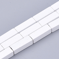 Белый Окрашенного распылением немагнитных синтетических нитей гематита бусы, кубоид, белые, 13x4x4 мм, отверстие : 0.5 мм, около 30 шт / нитка, 15.7 дюйм