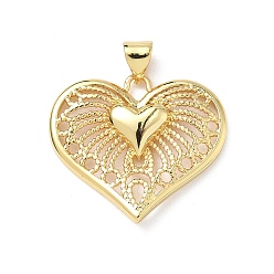 Сердце Латунные подвески, реальный 18 k позолоченный, сердце, 22x24x4 мм, отверстие : 4.5x3.5 мм