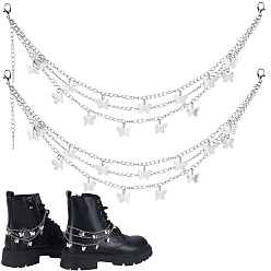 Платина 2шт. латунные витые цепи цепи для ремней для обуви, Сплав с застежками когтя омара, платина, 315 мм