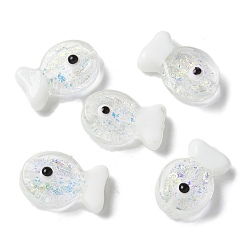 Прозрачный Бусины-рыбы из фольги ручной работы, с эмалью, градиент цвета, прозрачные, 20x23x8.5 мм, отверстие : 1.8 мм