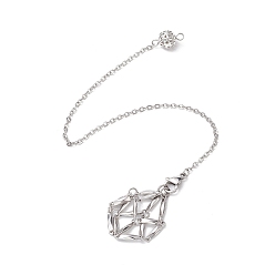 Нержавеющая Сталь Цвет Не тускнеющая плетеная цепь из нержавеющей стали макраме мешочек пустой держатель для камней маятники для биолокации, цвет нержавеющей стали, 230 мм, отверстие : 3 мм