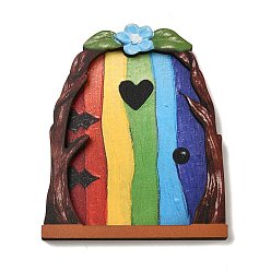 Разноцветный Миниатюрная деревянная садовая дверь, для кукольных аксессуаров, притворяющихся опорными украшениями, красочный, 100x85 мм