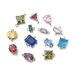 Mixed Shapes Шармы-соединители из латуни с микропаве из кубического циркония, стойки покрытие, долговечный, без кадмия и без свинца, реальный 18 k позолоченный, разнообразные, 6.5~13.5x2.5~9.5x3.5~4 мм, отверстие : 1~1.2 мм