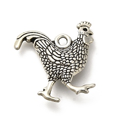 Other Animal Подвески из сплава , старинные серебряные подвески, петух, 23x20.5x3 мм, отверстие : 1.8 мм