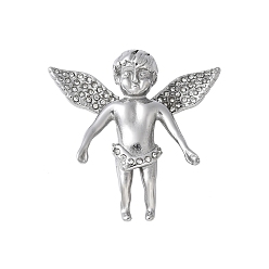 Нержавеющая Сталь Цвет 304 подвески из нержавеющей стали, со стразами, вакуумное покрытие pvd, ангел, цвет нержавеющей стали, 45.5x45.5x16 мм, отверстие : 11.3x6 мм