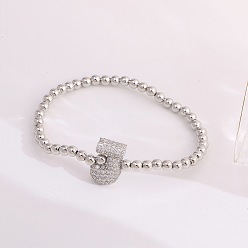 Letter J Женские браслеты из латуни с микропаве из прозрачных кубических цирконий, буквы, платина, буква J, 6.69 дюйм (17 см)