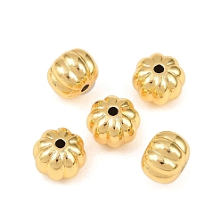 Настоящее золото 18K Латунные бусины, тыква, без свинца и без кадмия, стойки покрытие, долговечный, реальный 18 k позолоченный, 8x6 мм, отверстие : 1.5 мм