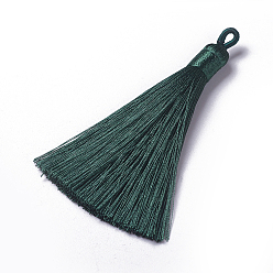 Темно-серый Полиэстер кисточкой подвески, темно-серый, 78~82x8 мм, отверстие : 2~4 мм