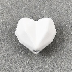 White Alloy Enamel Beads, Heart, White, 11x12x7mm, Hole: 1.2mm