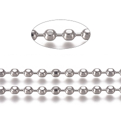 Edelstahl Farbe Anlaufgeschützt 304 Kugelketten aus Edelstahl, mit Kartenpapier, Edelstahl Farbe, 3x3 mm