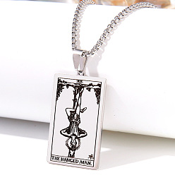 Нержавеющая Сталь Цвет Ретро хип-хоп 304 ожерелья с подвесками таро из нержавеющей стали для мужчин, цвет нержавеющей стали, 24.02 дюйм (61 см)