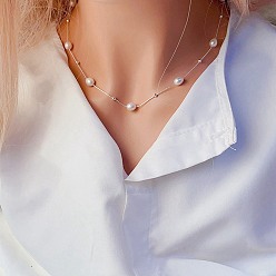 Платина Естественные пресноводные жемчужные ожерелья, платина, 8.27~19.69 дюйм (21~50 см)
