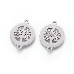 Нержавеющая Сталь Цвет Устойчивы к потускнению 201 звенья из нержавеющей стали, ручная полировка, плоские круглые с деревом, цвет нержавеющей стали, 20x15x1.5 мм, отверстие : 1.6 мм