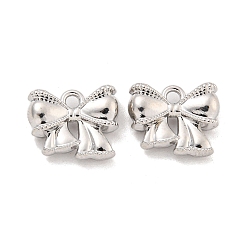 Platinum Rack Plating Alloy Charms, Bowknot, Platinum, 11x13x4mm, Hole: 1.6mm