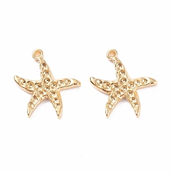 Golden 304 Stainless Steel Charms Rhinestone Settings, Starfish, Golden, 12.5x12x1.5mm, Hole: 0.9mm