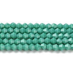 Светлый Морско-зеленый Непрозрачный сплошной цвет имитация нефрита стеклянные бусины пряди, граненые, двухконусные, светло-зеленый, 4x4 мм, отверстие : 0.8 мм, около 80~85 шт / нитка, 30~32 см