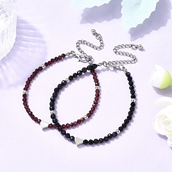 Смешанные камни 2 Браслеты из круглых бусин из натурального граната и синтетического синего авантюрина для мужчин и женщин, 8-3/8 дюйм (21.3 см), 1 шт / цвет