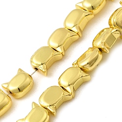 с Золотистым Покрытием Стеклянные бусины с гальваническим покрытием , голова кошки , с золотым покрытием, 6.5x7x4 мм, отверстие : 0.9 мм, около 60 шт / нитка, 16.06'' (40.8 см)
