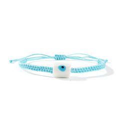  Браслеты из бисера в технике лэмпворк, регулируемые плетеные браслеты из синтетического волокна для мужчин и женщин, Колонна с дурным глазом, внутренний диаметр: 11 дюйм (28 см)