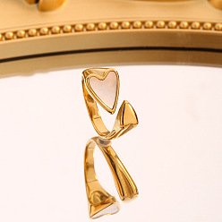 Белый 201 Нержавеющая сталь с акриловыми кольцами манжеты, сердце, золотые, белые, внутренний диаметр: регулируемый