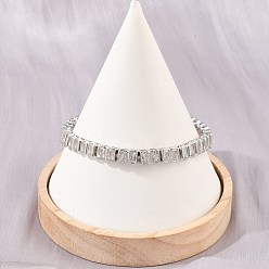Platine Bracelets de tennis en laiton pavé de zircones cubiques transparentes pour femmes, crémaillère plaquage, plaqué longue durée, sans cadmium et sans plomb, platine, 7.52 pouce (19.1 cm)