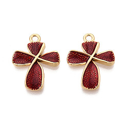 Темно-Красный 304 подвески из нержавеющей стали и эмали, крест прелести, золотые, темно-красный, 24x18x2.5 мм, отверстие : 2 мм