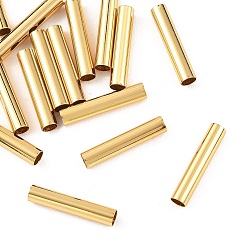 Настоящее золото 18K Бусины из латуни Shegrace, колонка, без свинца, без кадмии и без никеля, реальный 18 k позолоченный, 20x4 мм, отверстие : 3 мм