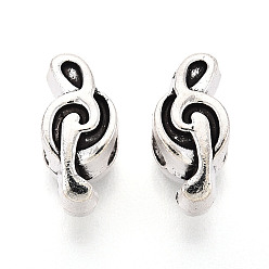 Античное Серебро Европейские сплавочные бусины тибетского стиля , музыкальная нота, бусины с большим отверстием, античное серебро, 5.5x13.5x7 мм, отверстие : 4 мм, Около 769 шт / 1000 г