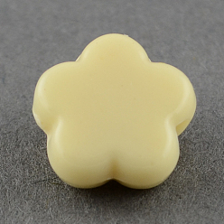 Шампанско-Желтый Непрозрачные акриловые бусины, цветочные бусины, шампанское желтый, 9x9.5x4 мм, Отверстие : 2 мм , около 2270 шт / 500 г