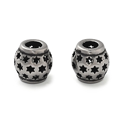 Античное Серебро 304 из нержавеющей стали европейские шарики, бусины с большим отверстием, ионное покрытие (ip), рондель с полой звездой, античное серебро, 9.5x9.5 мм, отверстие : 4 мм