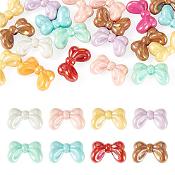 Mixed Color 20Pcs UV Plating Opaque Acrylic Beads, Iridescent, Bowknot, Mixed Color, 16x27x10mm, Hole: 2.8mm