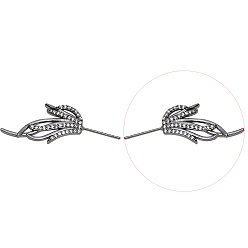 Gunmetal Brass Micro Pave Clear Cubic Zirconia Fishtail Head Pins, for Baroque Pearl Making, Gunmetal, 36x14mm