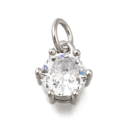 Прозрачный Кулон из циркония, круглые подвески, с целью перехода в кольце, долговечный, без свинца и без кадмия, стойки покрытие, реальный 18 k позолоченный, прозрачные, 8.5x7.5x5 мм, отверстие : 3.2 мм