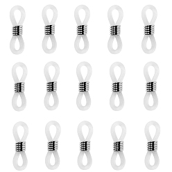 Белый 100держатели для очков, очки концы резиновой петли, с железной фурнитурой, белые, 21x4.5 мм