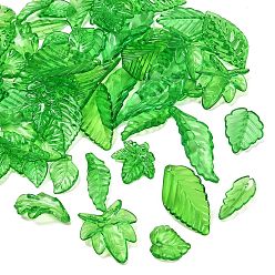 (52) Непрозрачная лаванда Прозрачные акриловые подвески, лист, разноцветные, 16~41x11~24x2.5~5 мм, отверстие : 1.2~2 мм, 60 шт / пакет