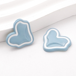 Light Sky Blue Spray Painted Acrylic Cabochons, Heart, Light Sky Blue, 20x22mm