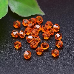 Dark Orange Faceted Imitation Austrian Crystal Bead Strands, Grade AAA, Bicone, Dark Orange, 6x6mm, Hole: 0.7~0.9mm, about 360pcs/bag