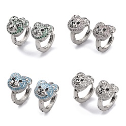 (52) Непрозрачная лаванда Серьги-кольца из латуни с кубическим цирконием для женщин, долговечный, без свинца и без кадмия, платина, разноцветные, 14x16x12 мм, штифты : 1 мм