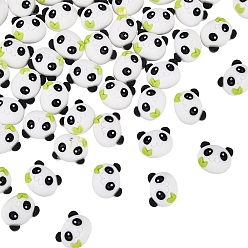 White 50Pcs Opaque Resin Cabochons, Nail Art Decoration, Panda, White, 10.5x12.5x6.5mm