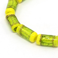 Yellow Handmade Gold Sand Lampwork Column Beads Strands, Yellow, 16x8mm, Hole: 1mm, about 20pcs/strand, 13.77 inch