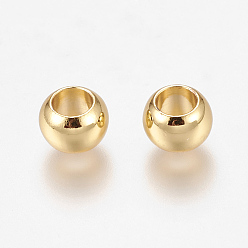 Golden Environment Brass European Beads, Lager Hole Beads, Long-Lasting Plated, Rondelle, Golden, 8x5.5mm, Hole: 4.5mm