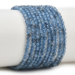 Aquamarine Natural Devil Blue Aquamarine Beads Strands, Faceted, Round, 2mm, Hole: 0.5mm, about 169~170pcs/strand, 15.35''(39cm)