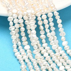 Белый Навахо Нити из натурального культивированного пресноводного жемчуга, двух сторон полированной, класс 2а++, навахо белый, 4.5~5 мм, отверстие : 0.5 мм, около 77 шт / нитка, 13.98 дюйм (35.5 см)
