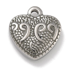 Античное Серебро 304 подвески из нержавеющей стали, шарма сердца, античное серебро, 16.5x15x4.5 мм, отверстие : 1.8 мм
